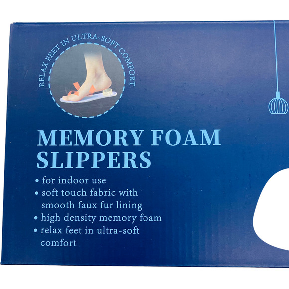 Women's Sz 11/12 XL Gray Omine Soft Plush Cozy Memory Non Slip Foam Slippers - Picture 4 of 6